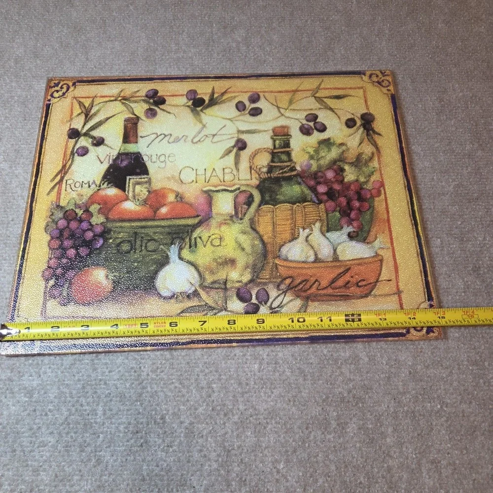 Tempered Glass Cutting Board 15x12 Bread Wine